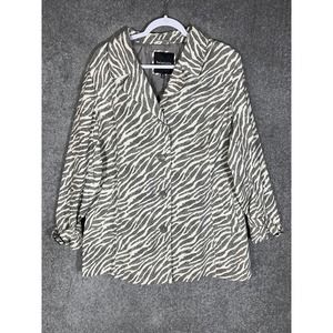 Relativity Gray Zebra Pint Button Up Jacket Coat‎ Womens Size XL Lined Pockets